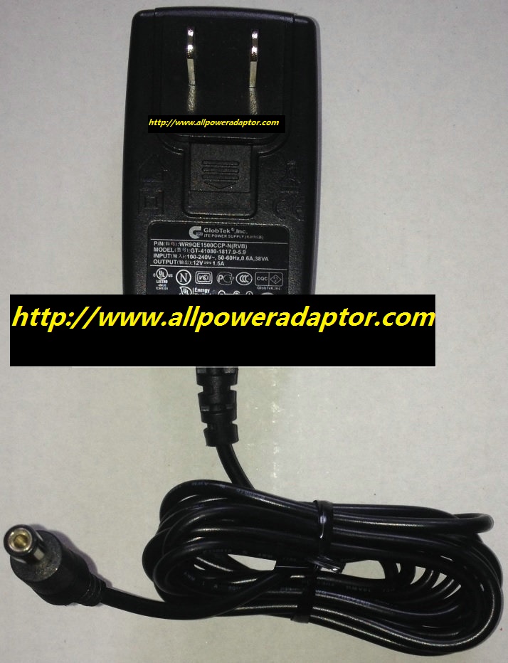 GLOBTEK WR9QE1500CCP-N (RVB) GT-41080-1817.9-5.9 AC ADAPTER 12V 1.5A -(+) 2x5.5mm 100-240vac POWER SUPPLY